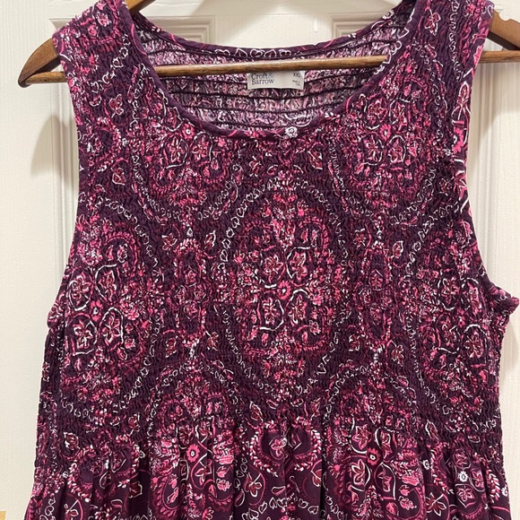 Croft & Barrow Midi Dress Womens XXL Purple Paisley Smocked Sleeveless Boho - Picture 6 of 6